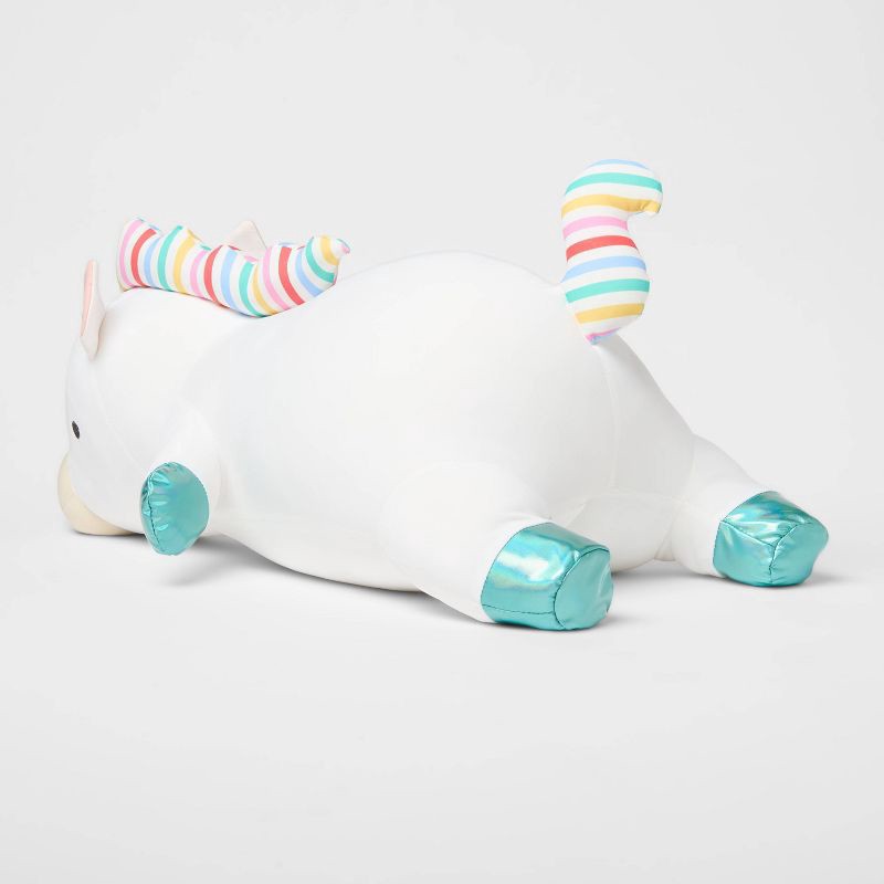 slide 3 of 4, Rainbow Horse Soothing Weighted Plush Kids' Throw Pillow White - Pillowfort™, 1 ct