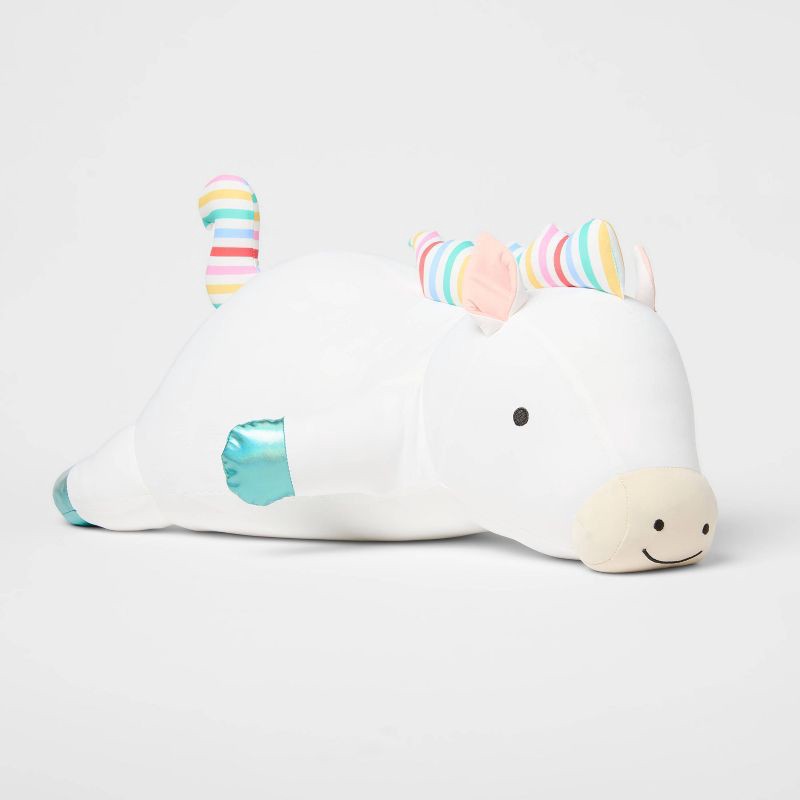 slide 1 of 4, Rainbow Horse Soothing Weighted Plush Kids' Throw Pillow White - Pillowfort™, 1 ct