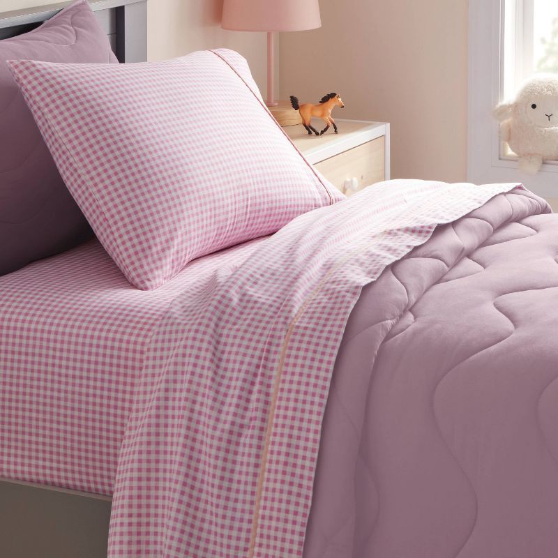 slide 2 of 4, Twin Gingham Kids' Cotton Sheet Set - Pillowfort™, 1 ct