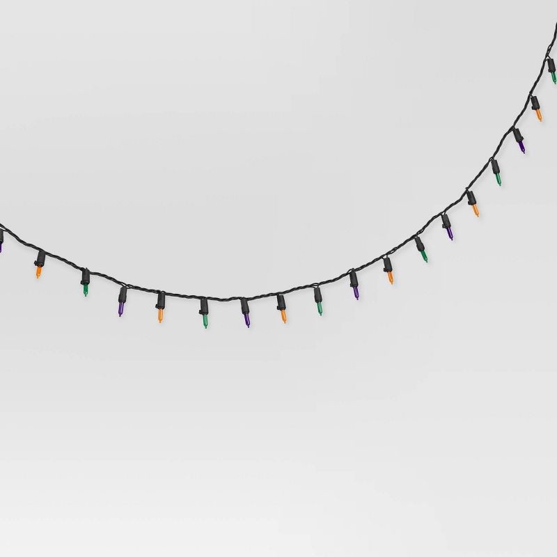 slide 3 of 4, 100ct LED Tri Color Halloween Indoor Outdoor Miniature String Lights Purple/Teal/Black - Hyde and EEK! Boutique™, 100 ct