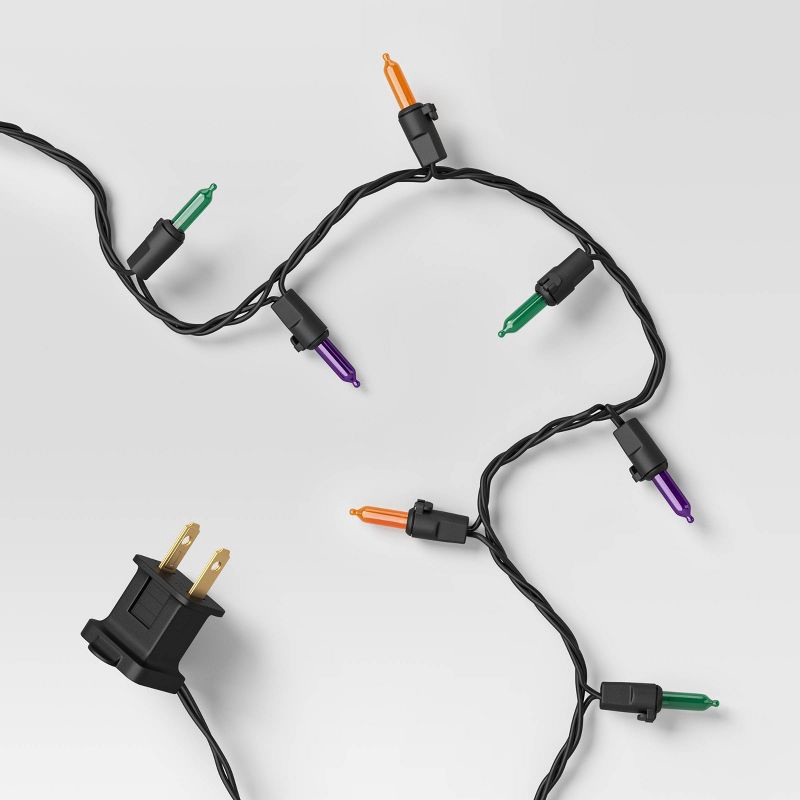 slide 4 of 4, 100ct LED Tri Color Halloween Indoor Outdoor Miniature String Lights Purple/Teal/Black - Hyde and EEK! Boutique™, 100 ct