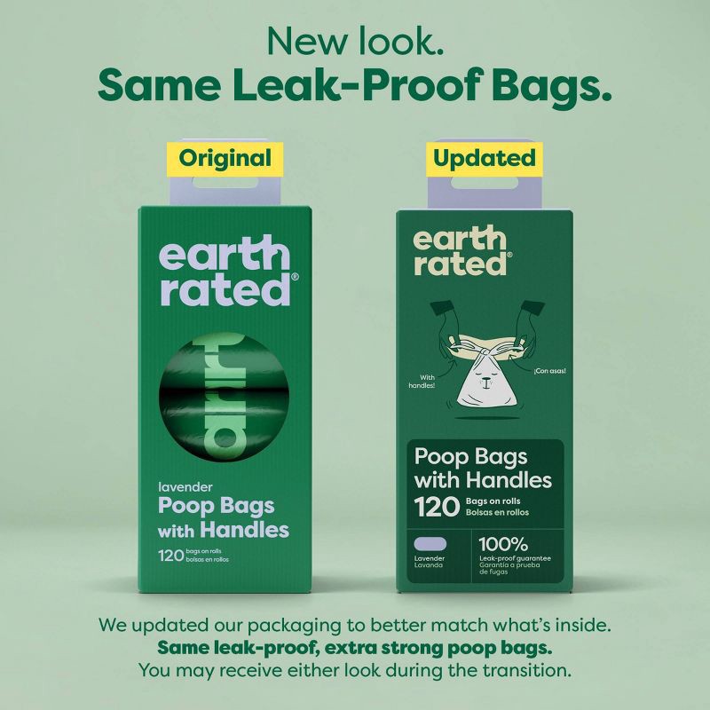 slide 3 of 9, Earth Rated Lavender Scented Handled Dog Waste Disposal Bags Refill Rolls - 120ct, 120 ct