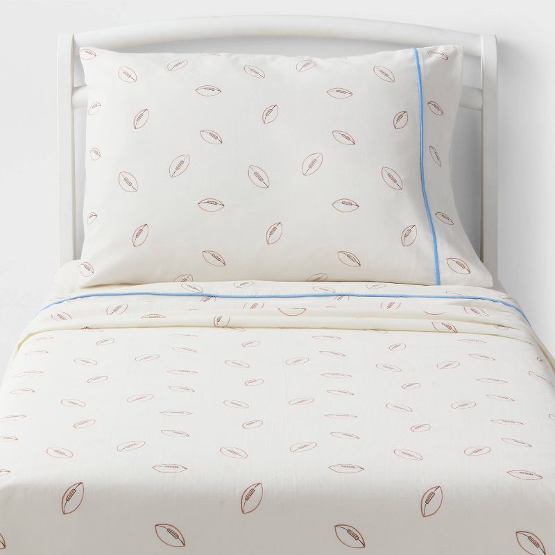 slide 1 of 4, Full Football Kids' Cotton Sheet Set - Pillowfort™, 1 ct