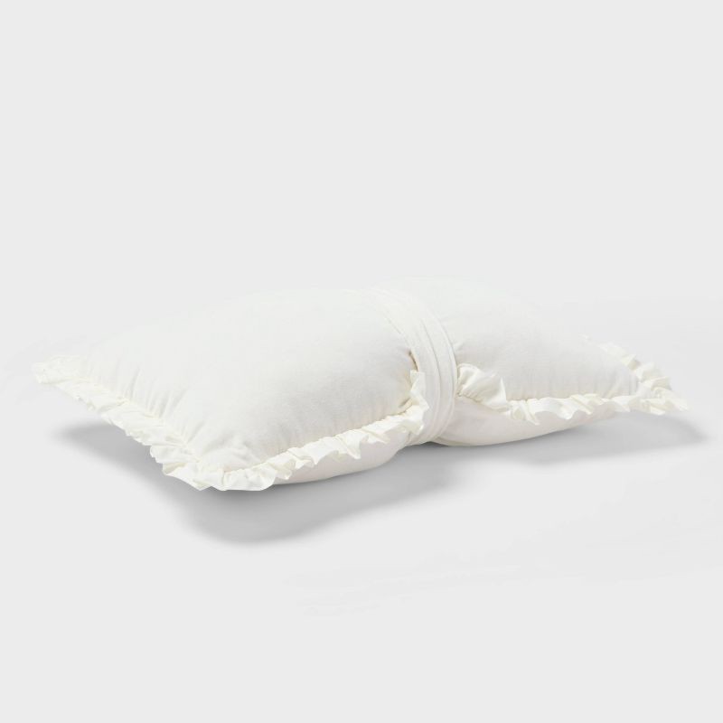 slide 3 of 4, Velvet Bow Kids' Decorative Throw Pillow Cream - Pillowfort™, 1 ct