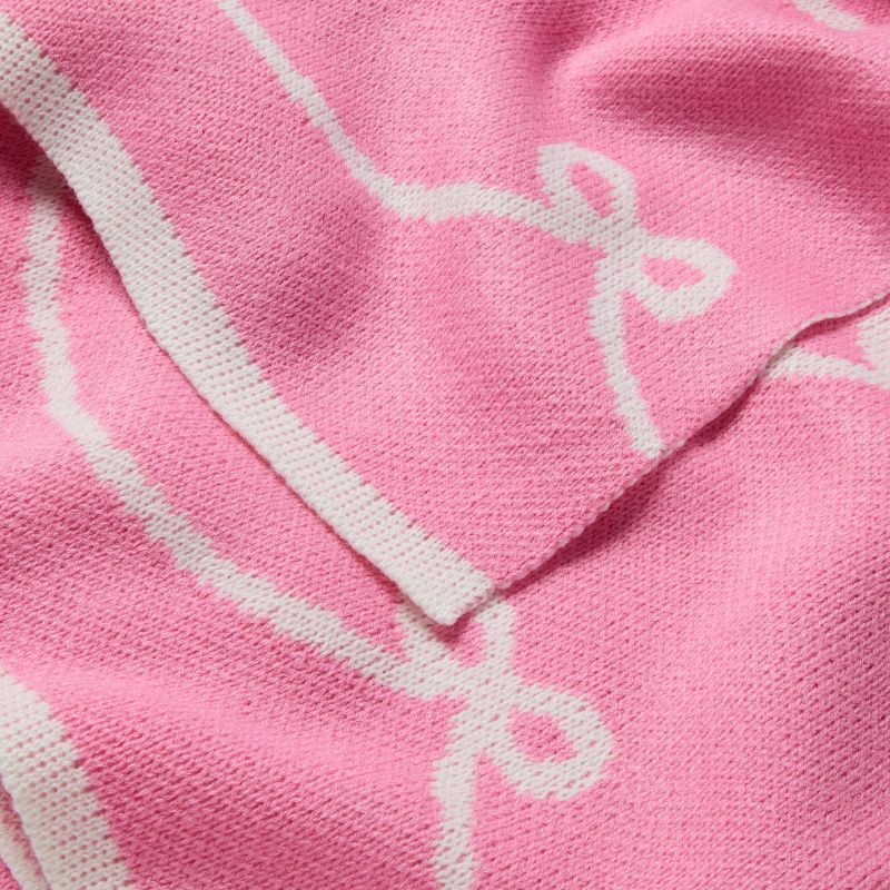 slide 3 of 3, 48"x58" Pretty Bow Kids' Throw Blanket Pink - Pillowfort™, 1 ct