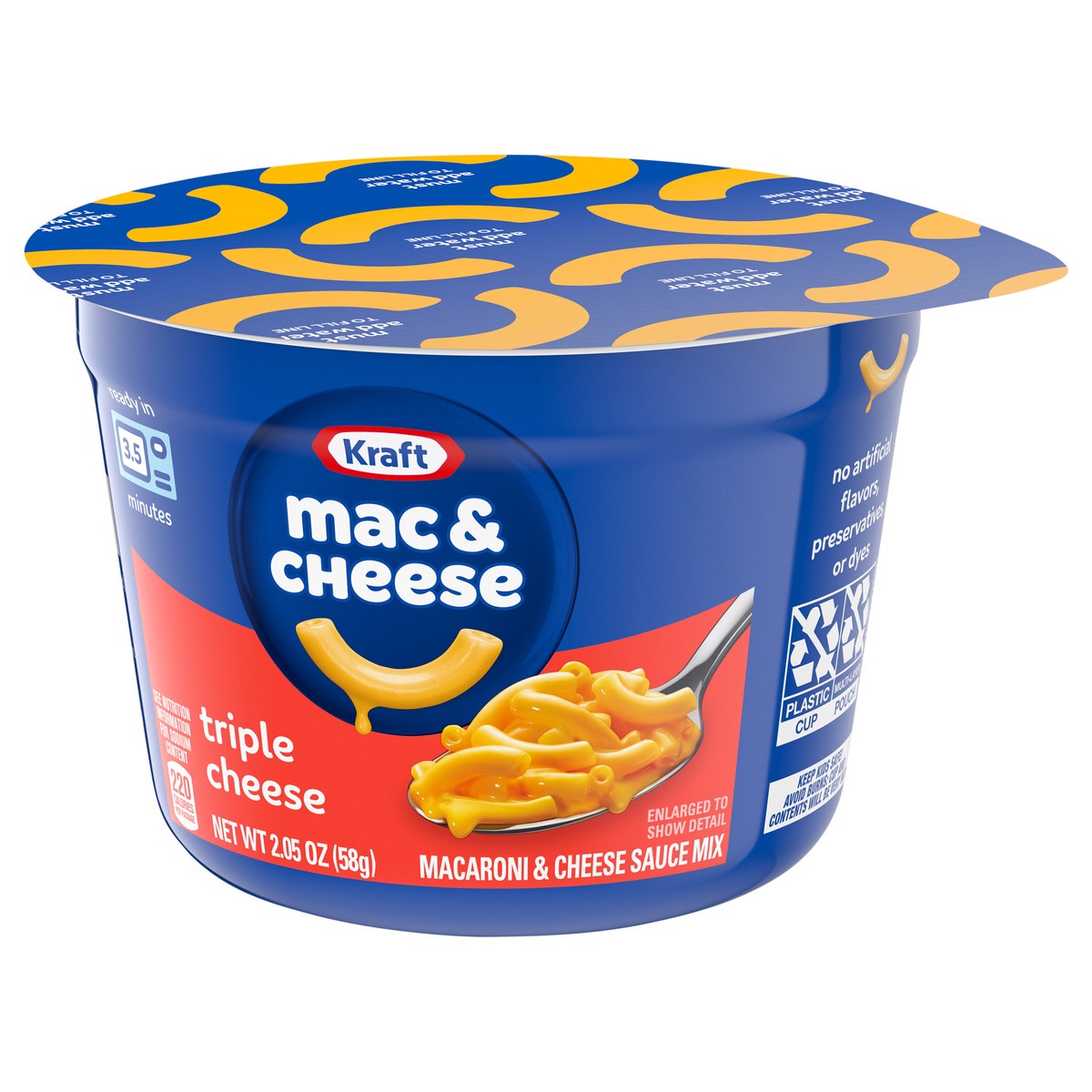 slide 7 of 9, Kraft Triple Cheese Macaroni & Cheese Easy Microwavable Dinner, 2.05 oz Cup, 2.05 oz