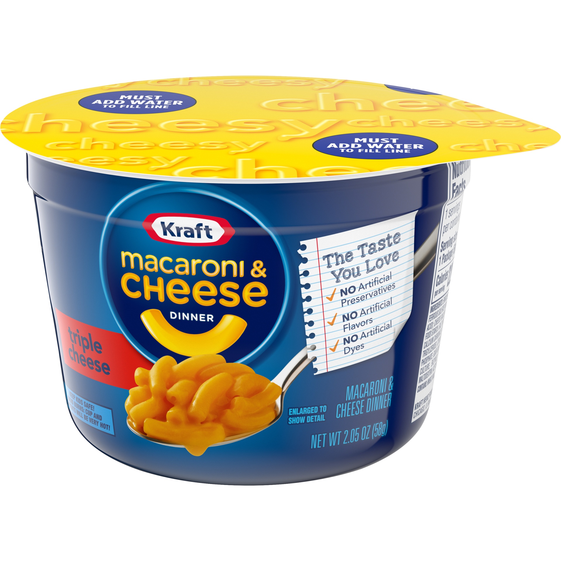 Kraft Triple Cheese Macaroni & Cheese Easy Microwavable Dinner Cup 2.05 ...