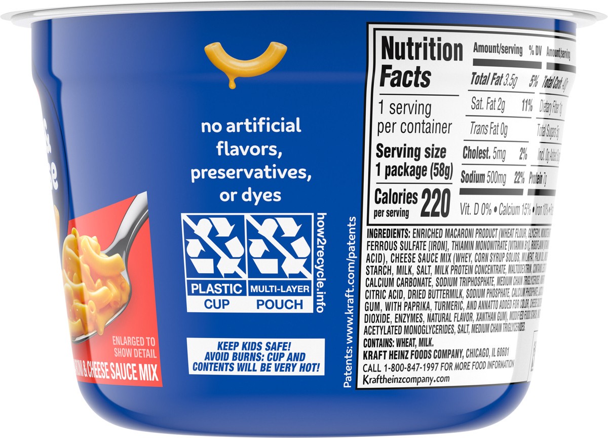 slide 5 of 9, Kraft Triple Cheese Macaroni & Cheese Easy Microwavable Dinner, 2.05 oz Cup, 2.05 oz