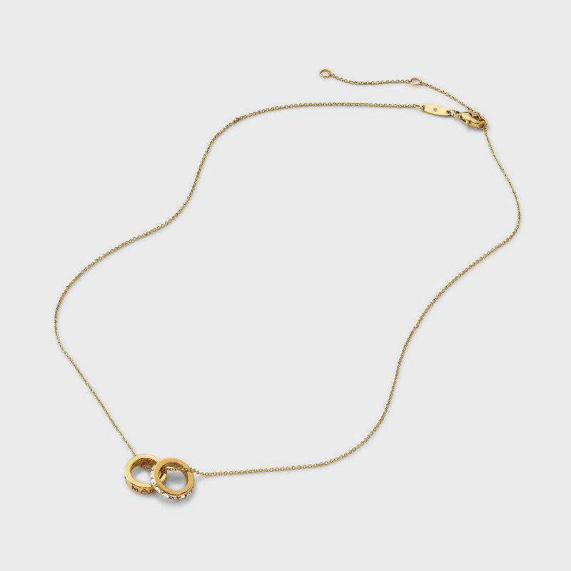 slide 3 of 7, Tiny Tags 14K Gold Ion Plated Rhinestone Cubic Zirconia Mama Circle Pendant Necklace - Gold, 1 ct