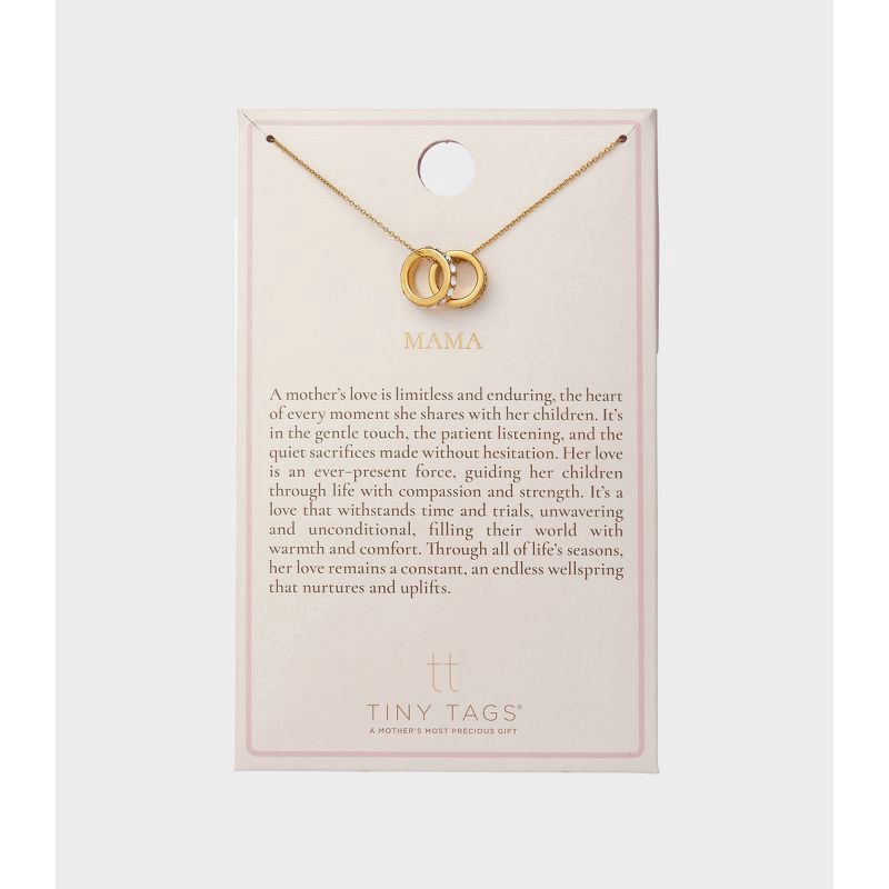 slide 5 of 7, Tiny Tags 14K Gold Ion Plated Rhinestone Cubic Zirconia Mama Circle Pendant Necklace - Gold, 1 ct