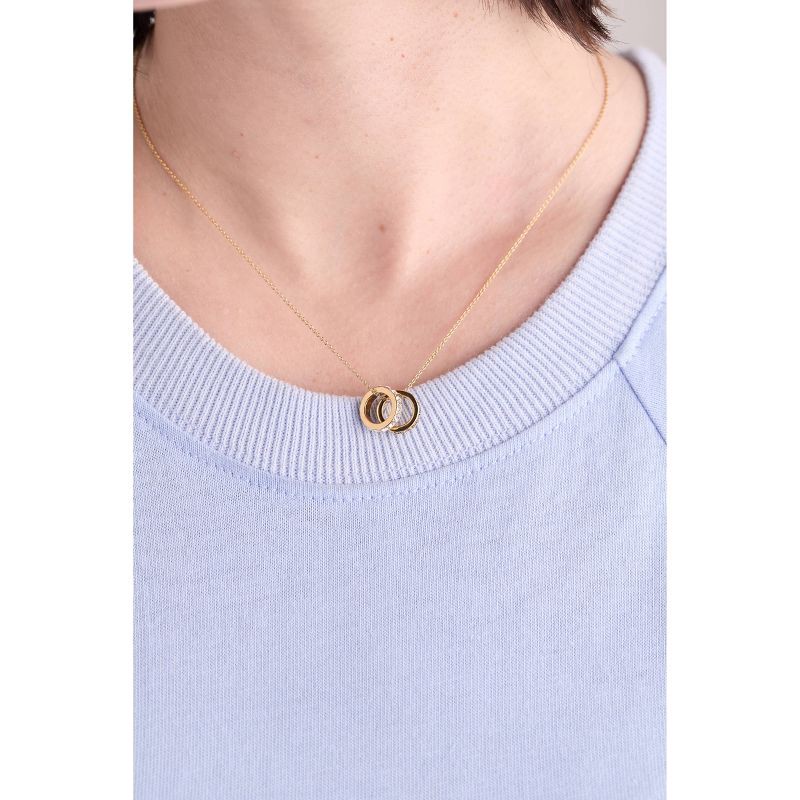 slide 7 of 7, Tiny Tags 14K Gold Ion Plated Rhinestone Cubic Zirconia Mama Circle Pendant Necklace - Gold, 1 ct