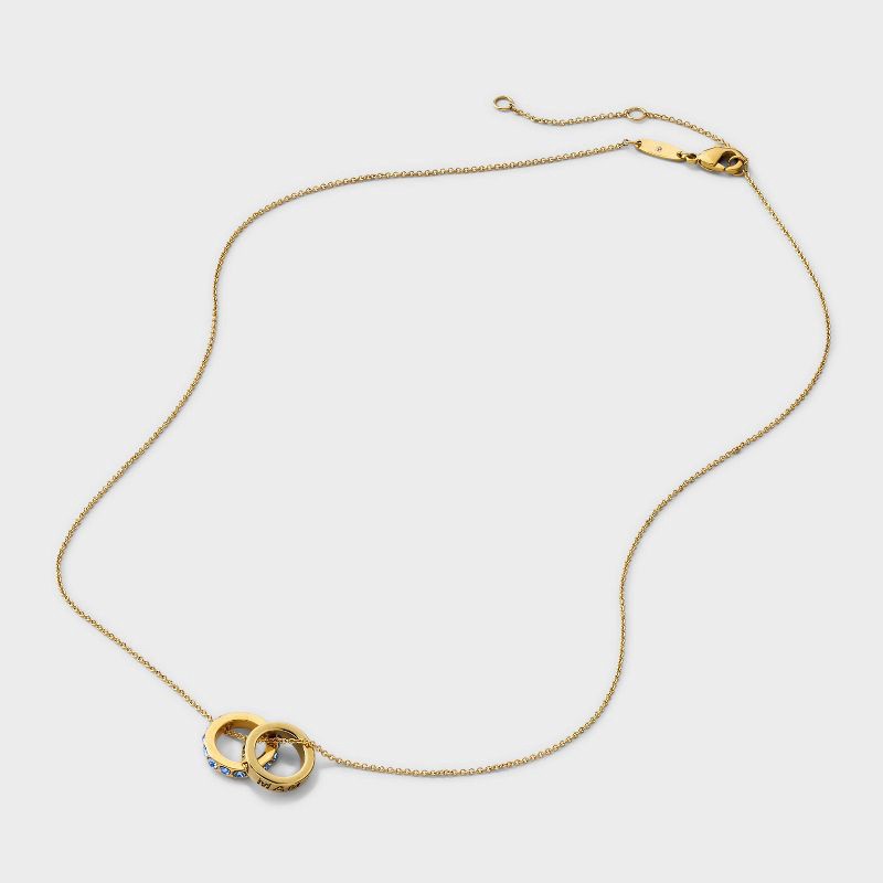 slide 3 of 7, Tiny Tags 14K Gold Ion Plated Rhinestone Boy Mama Circle Pendant Necklace, 1 ct