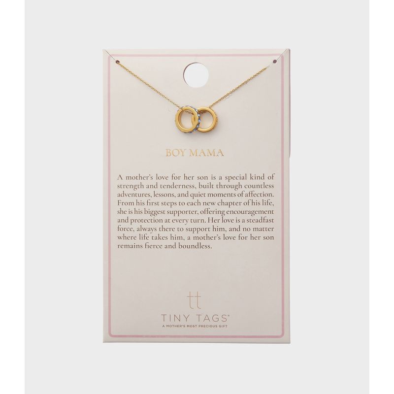 slide 5 of 7, Tiny Tags 14K Gold Ion Plated Rhinestone Boy Mama Circle Pendant Necklace, 1 ct