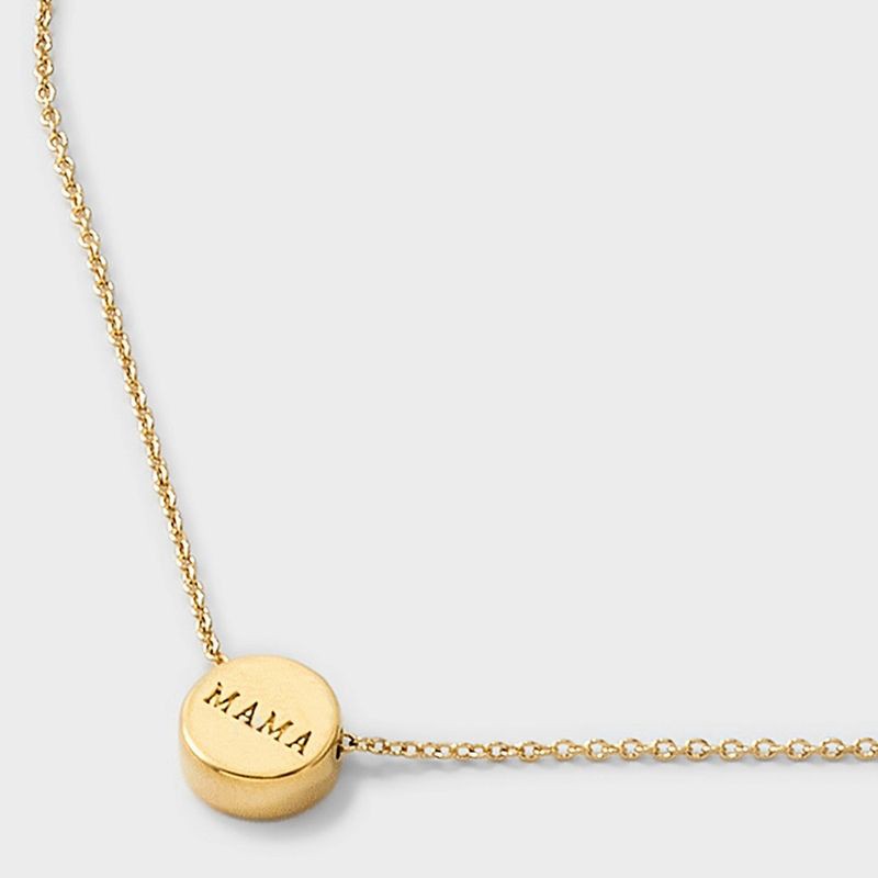 slide 4 of 7, Tiny Tags 14K Gold Ion Plated Mama Slider Circle Pendant Necklace - Gold, 1 ct