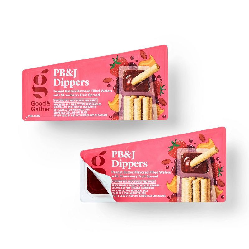 slide 3 of 5, Peanut Butter Filled Wafer Stix With Strawberry Jam - 12.7oz/6ct - Good & Gather™, 12.7 oz, 6 ct