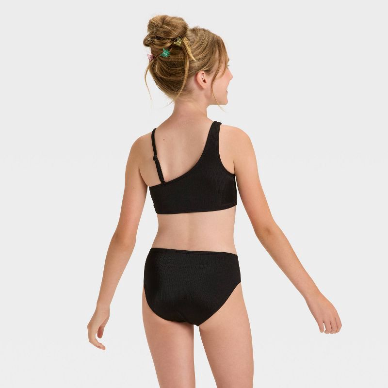 slide 2 of 3, Girls' 'I Heart It' Solid Bikini Set - Cat & Jack™ Black XL, 1 ct