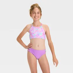 Girls' Watercolor Hibiscus Bikini Set - Cat & Jack™ Purple S