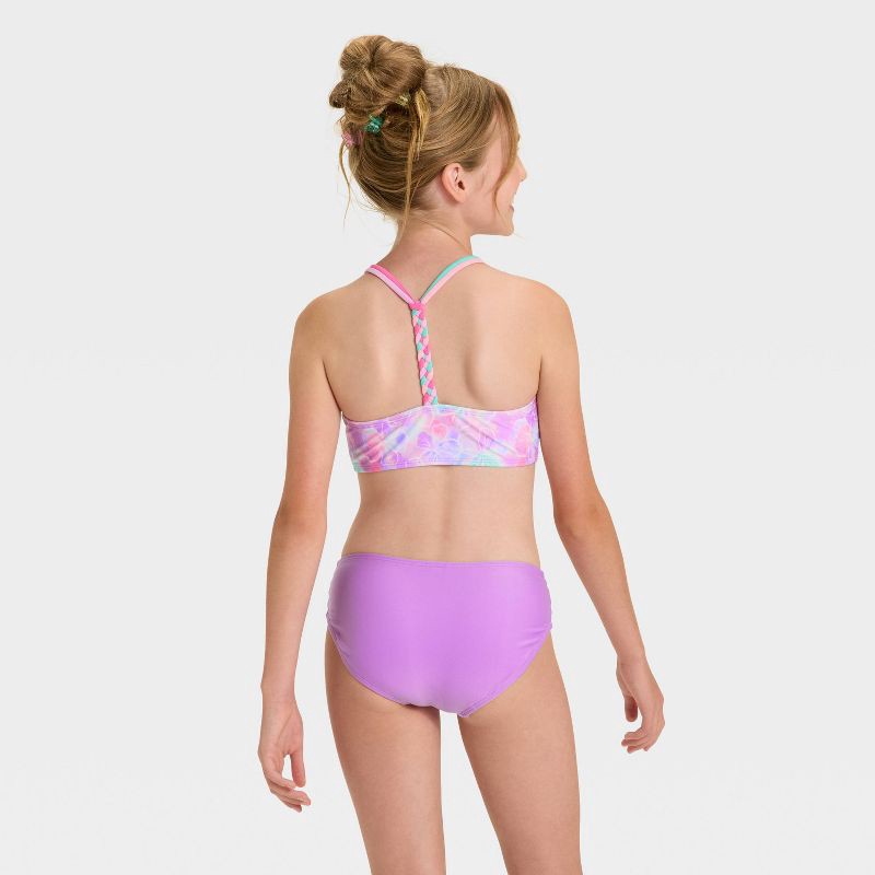 slide 2 of 3, Girls' Watercolor Hibiscus Bikini Set - Cat & Jack™ Purple L, 1 ct
