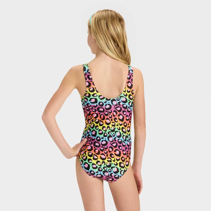 slide 3 of 3, Girls' Rainbow Cheetah Printed One Piece Swimsuit - Cat & Jack™ XL, 1 ct