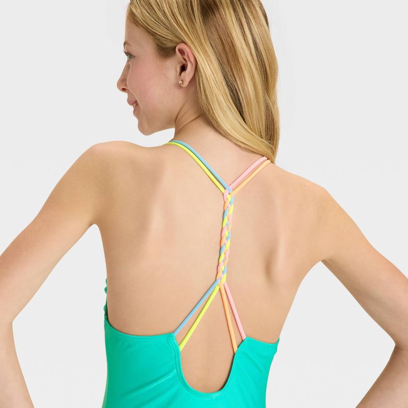 slide 2 of 3, Girls' Sunny Palm Tree One Piece Swimsuit - Cat & Jack™ Green XS, 1 ct