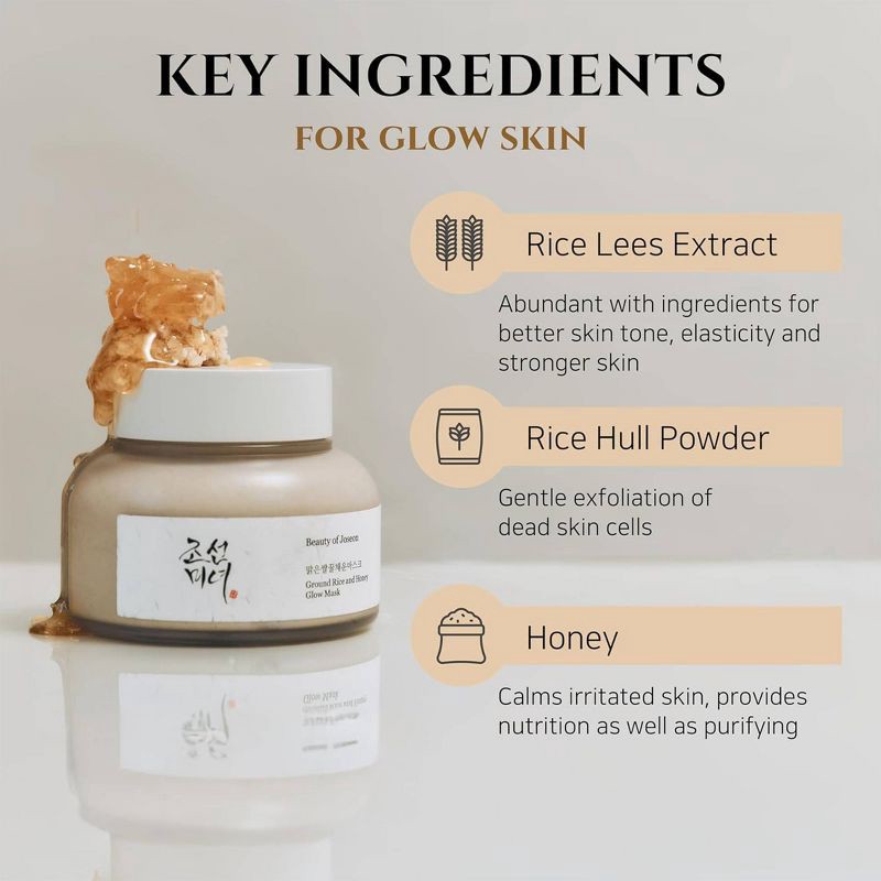 slide 5 of 10, Beauty of Joseon Korean Skincare Glow Mask for Brightening and Exfoliating - Ground Rice and Honey - 150ml, 150 ml