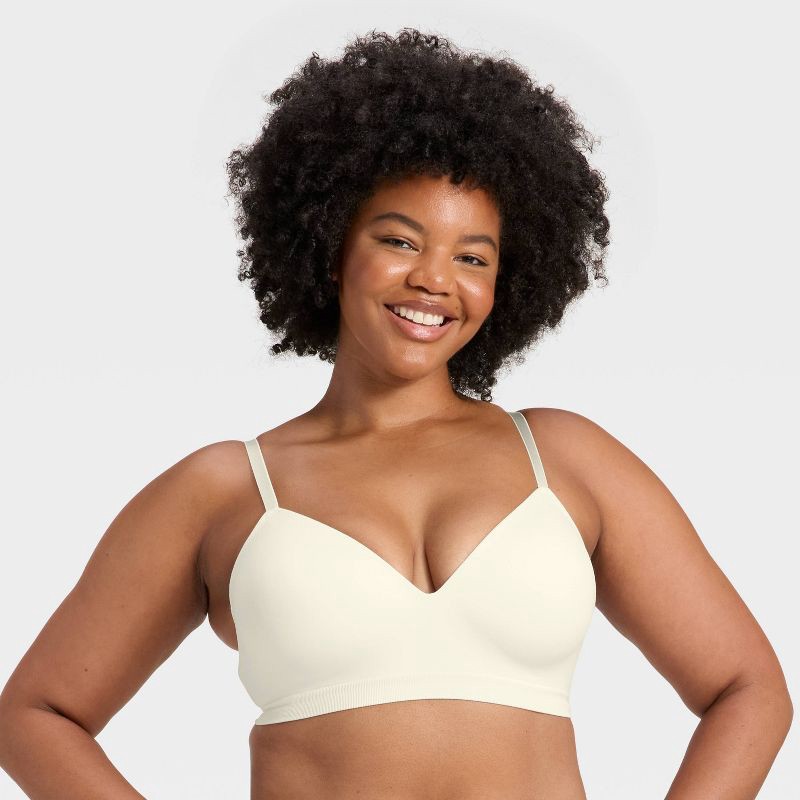 slide 4 of 5, Women's Lightly Lined Seamless Bralette - Auden™ White S, 1 ct
