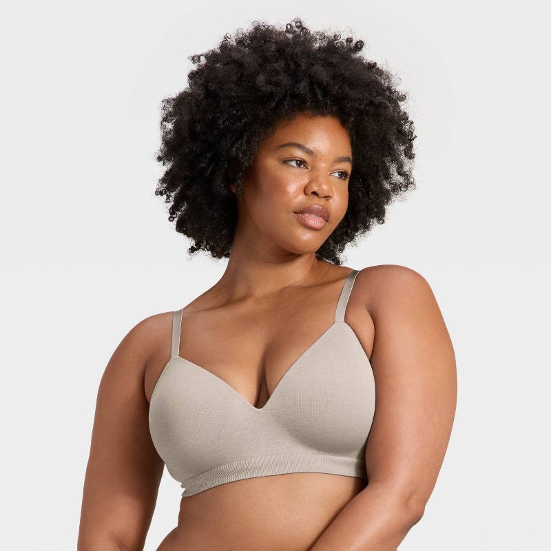 slide 4 of 5, Women's Lightly Lined Seamless Bralette - Auden™ Heathered Gray S, 1 ct