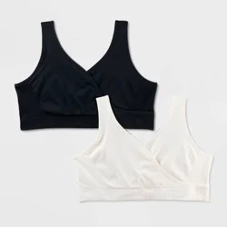 Women's 2pk Nursing Unlined V-Neck Bralette - Auden™ Black/White XL