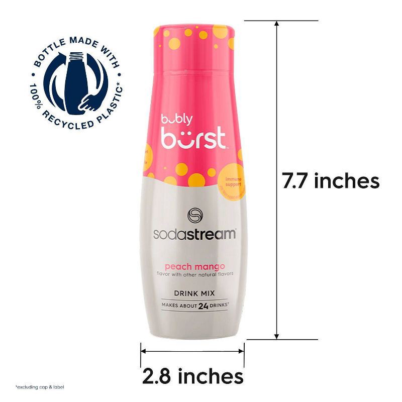 slide 7 of 9, SodaStream Bubly Burst Peach Mango Flavor Mix - 14.9 fl oz, 14.9 fl oz