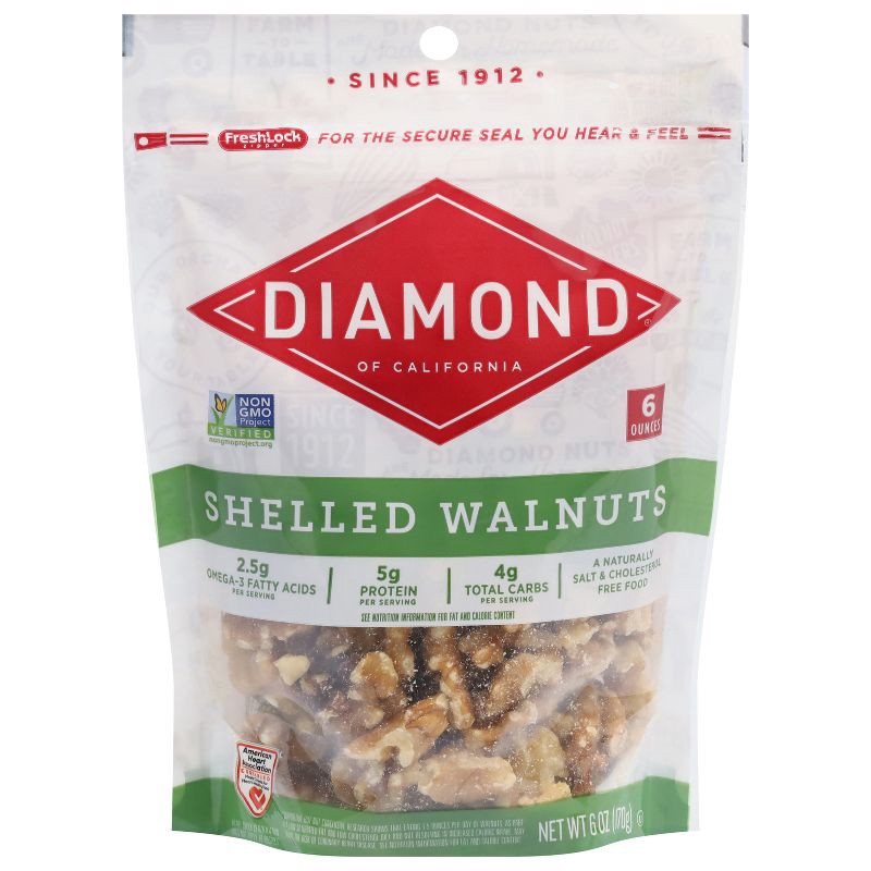 slide 1 of 4, Diamond Shelled Walnuts - 6oz, 6 oz