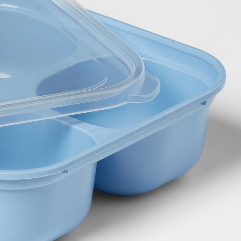 slide 3 of 3, 10pc (Set of 5) Plastic Divided Snack Food Storage Container Set Blue - Room Essentials™, 10 ct