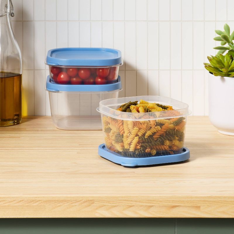 slide 2 of 3, 6pc (Set of 3) Plastic Food Storage Container Set Blue - Room Essentials™, 6 ct