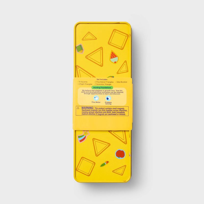 slide 5 of 5, Magnetic Tiles Yellow Tin - Gigglescape™: Educational Toy for Creativity & Fine Motor Skills, 20 Pieces Set, 20 ct