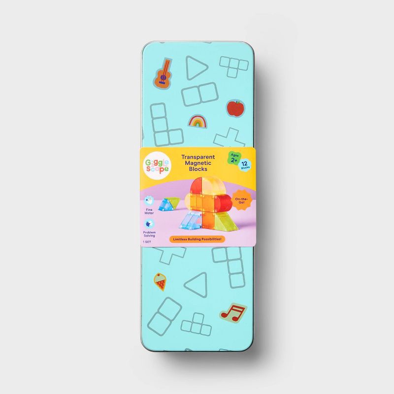 slide 4 of 5, Magnetic Blocks Medium transparent Blue Tin - Gigglescape™, 1 ct
