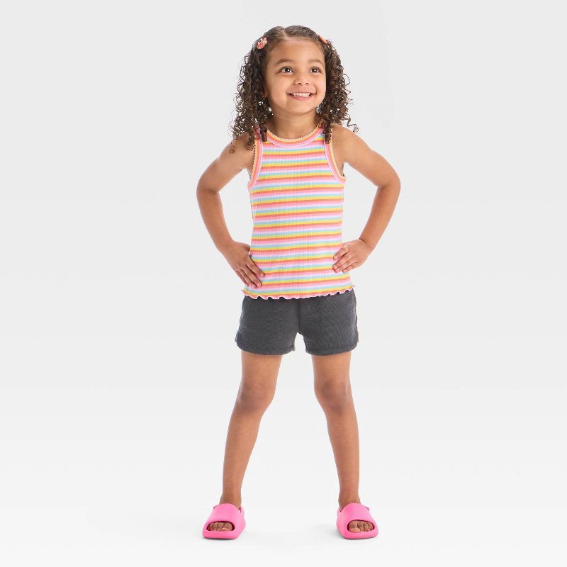 slide 3 of 3, Toddler Girls' Striped Ribbed T-Shirt - Cat & Jack™ 12M, 1 ct