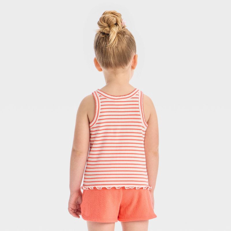 slide 2 of 3, Toddler Girls' Striped Ribbed T-Shirt - Cat & Jack™ Coral Orange 3T, 1 ct