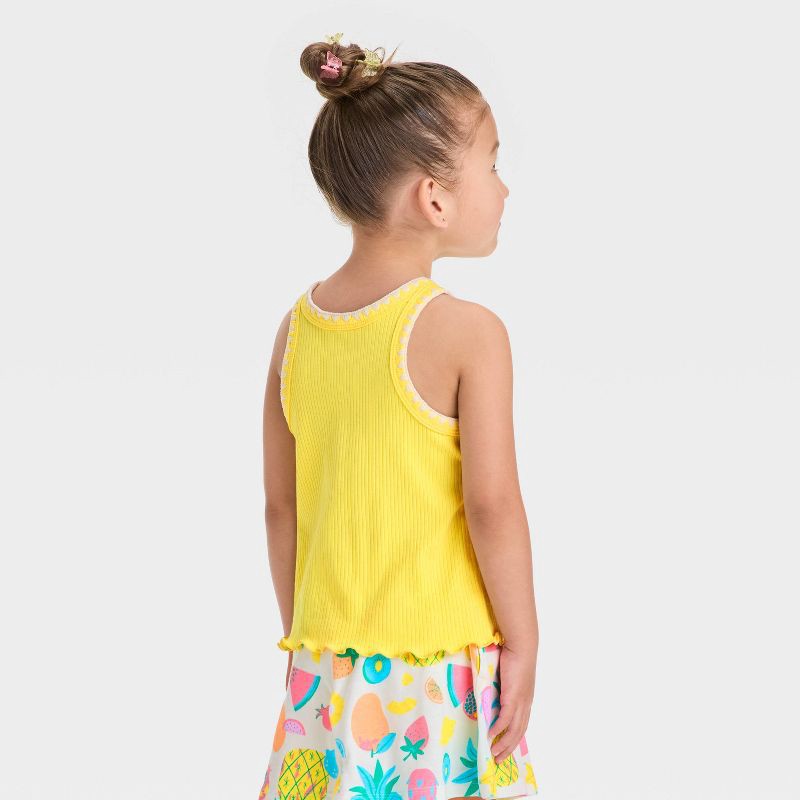 slide 2 of 3, Toddler Girls' Ribbed T-Shirt - Cat & Jack™ Yellow 18M, 1 ct
