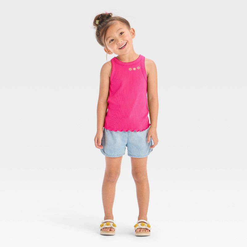 slide 4 of 4, Toddler Girls' Sun Ribbed T-Shirt - Cat & Jack™ Pink 18M, 1 ct