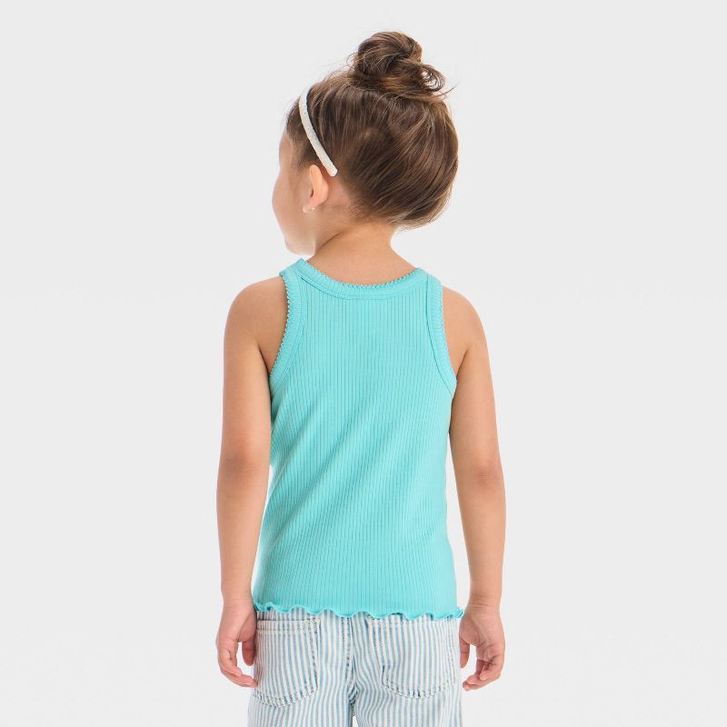 slide 3 of 4, Toddler Girls' Pineapple Ribbed T-Shirt - Cat & Jack™ Turquoise Green 18M, 1 ct
