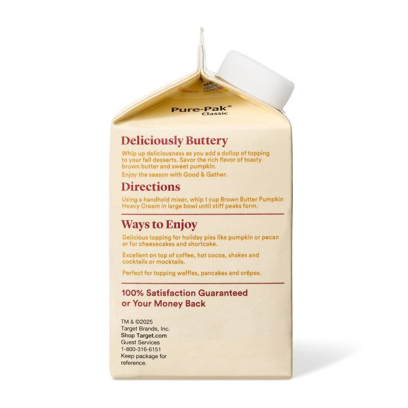 slide 3 of 5, Brown Butter Pumpkin Flavored Heavy Whipping Cream - 16 fl oz - Good & Gather™, 16 fl oz