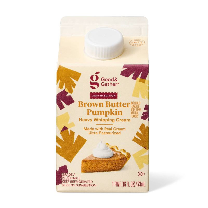 slide 1 of 5, Brown Butter Pumpkin Flavored Heavy Whipping Cream - 16 fl oz - Good & Gather™, 16 fl oz