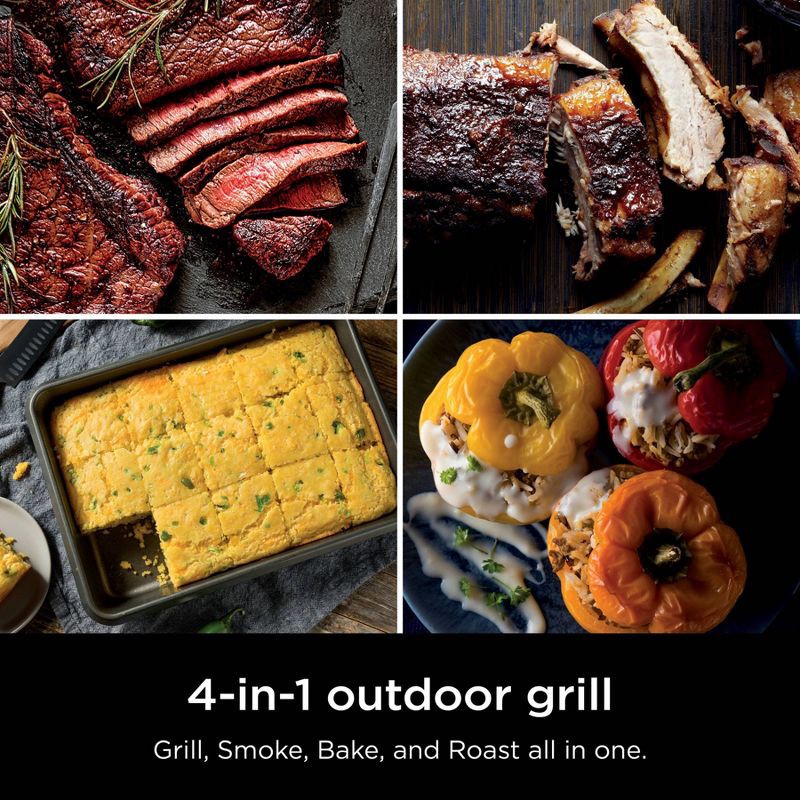 slide 4 of 7, Ninja Woodfire Outdoor Grill & Smoker, 4-in-1 Functionality, Authentic Woodfire Flavors, Electric Heat, OG301, 1 ct