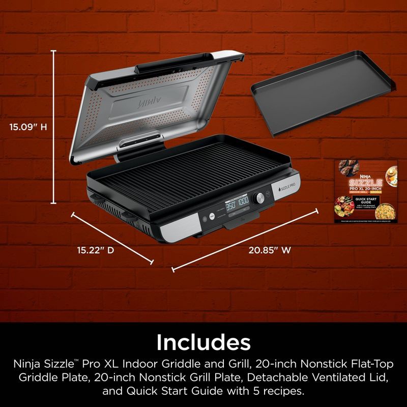 slide 13 of 13, Ninja Sizzle Pro XL 20" Indoor Griddle & Grill with ProTemp Black, 1 ct