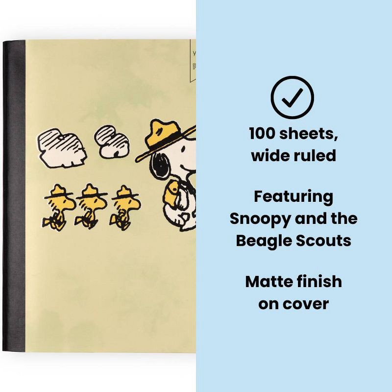 slide 2 of 6, Yoobi 7.5"x9.75" Peanuts Composition Books Wide Ruled with Pen Beagle Scouts, School Supplies, 1 ct