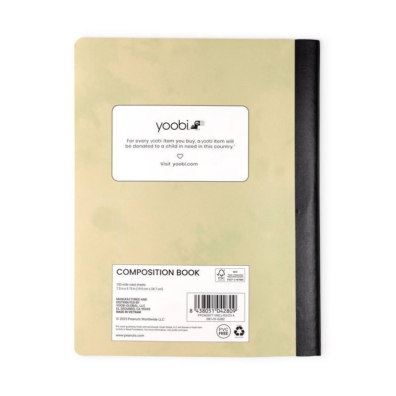 slide 6 of 6, Yoobi 7.5"x9.75" Peanuts Composition Books Wide Ruled with Pen Beagle Scouts, School Supplies, 1 ct