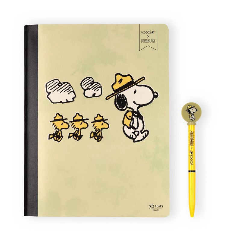 slide 1 of 6, Yoobi 7.5"x9.75" Peanuts Composition Books Wide Ruled with Pen Beagle Scouts, School Supplies, 1 ct