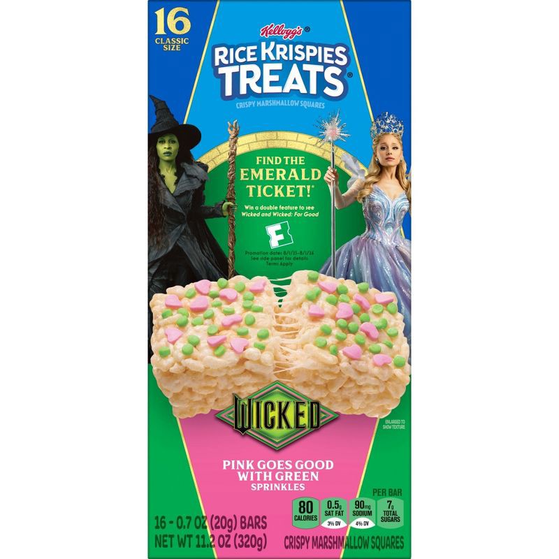 slide 8 of 9, Rice Krispies Treats Crispy Marshmallow Squares Wicked Pink Goes Good With Green Sprinkles Snack Bars - 11.2oz/16ct, 11.2 oz, 16 ct