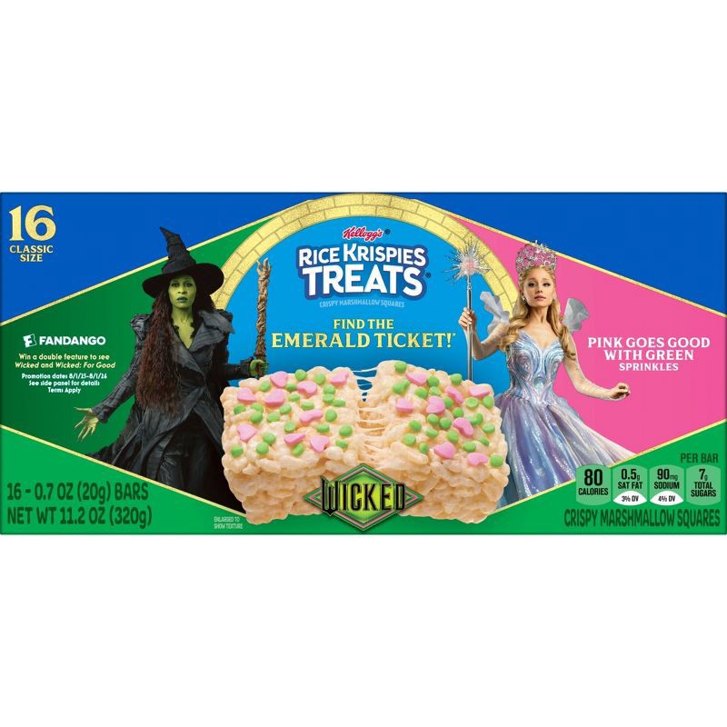 slide 9 of 9, Rice Krispies Treats Crispy Marshmallow Squares Wicked Pink Goes Good With Green Sprinkles Snack Bars - 11.2oz/16ct, 11.2 oz, 16 ct