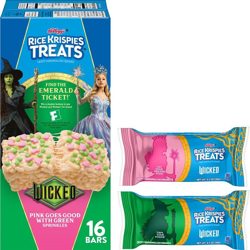 slide 1 of 9, Rice Krispies Treats Crispy Marshmallow Squares Wicked Pink Goes Good With Green Sprinkles Snack Bars - 11.2oz/16ct, 11.2 oz, 16 ct