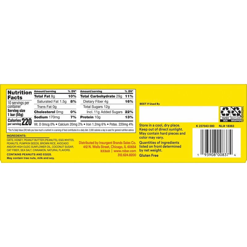 slide 2 of 12, RXBAR Nut Butter and Oat Protein Bars Honey Cinnamon Peanut Butter - 19.4oz/10ct, 19.4 oz, 10 ct